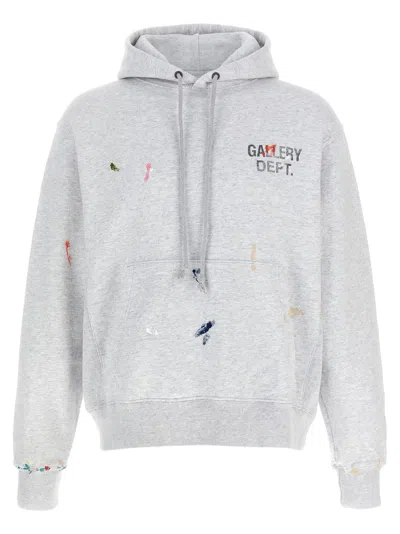 Gallery Dept. Logo-print Paint-splattered Cotton-jersey Hoodie In White