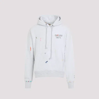 Gallery Dept. Logo-print Paint-splattered Cotton-jersey Hoodie In White