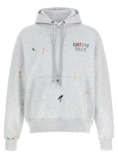 Gallery Dept. Logo-print Paint-splattered Cotton-jersey Hoodie In White