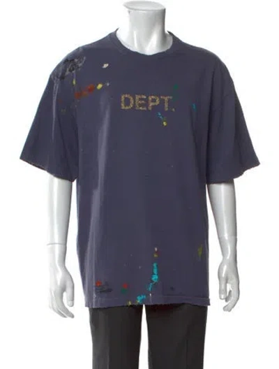 Pre-owned Gallery Dept. Glitter Logo Graphic Print T-shirt In Blue