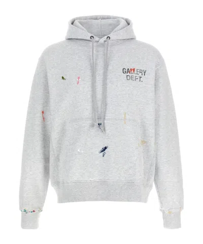 Gallery Dept. Logo-print Paint-splattered Cotton-jersey Hoodie In White