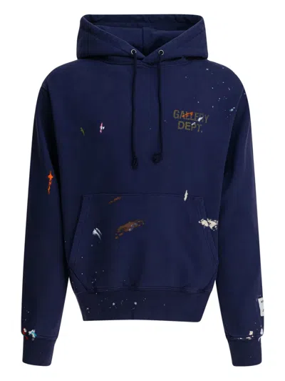 Gallery Dept. Mens Vintage Navy Paint Logo Relaxed-fit Cotton-jersey Hoodie Xl In Blue