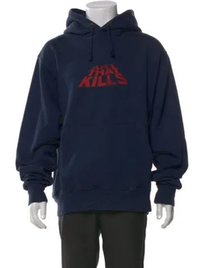 Pre-owned Gallery Dept. Graphic Print Crew Neck Hoodie In Blue