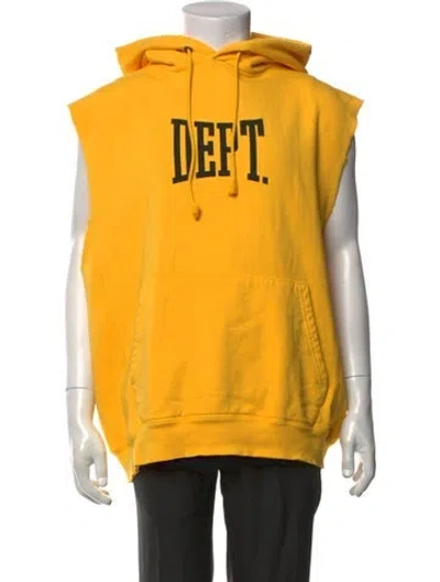 Pre-owned Gallery Dept. Graphic Print Crew Neck Hoodie In Yellow