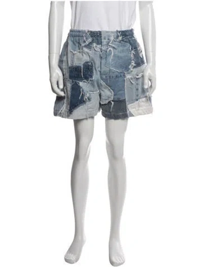 Pre-owned Gallery Dept. Graphic Print Denim Shorts In Blue