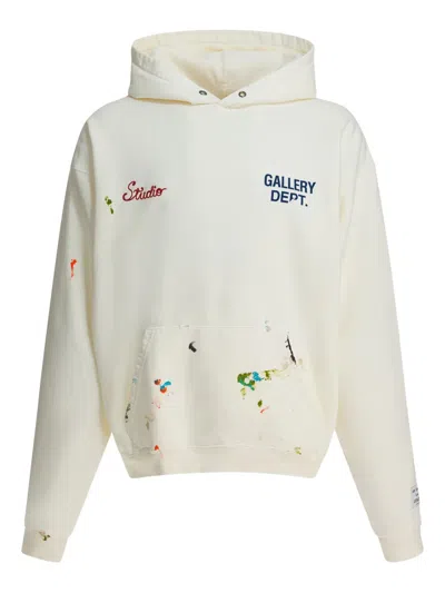 Gallery Dept. Mens Lt Archival White Studio Embroidered Cotton-jersey Hoodie In Neutral