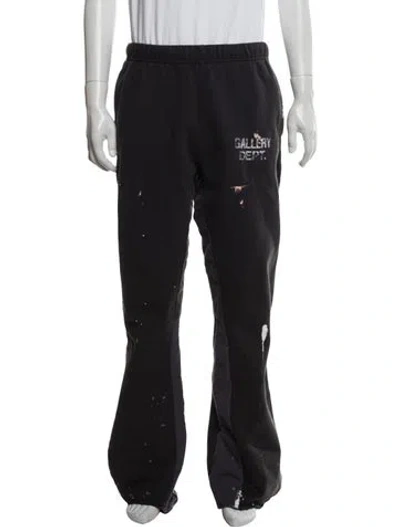 Pre-owned Gallery Dept. Graphic Print Raw-edge Trim Lounge Bottoms In Black