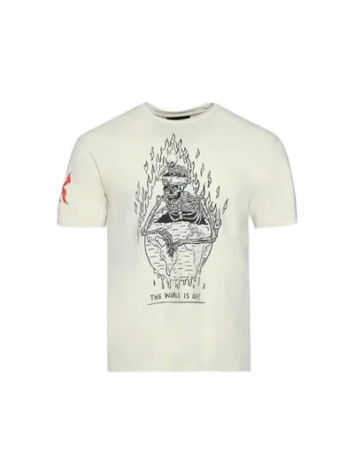 Gallery Dept. Graphic Short-sleeve T-shirt With Bold Flame Design In White