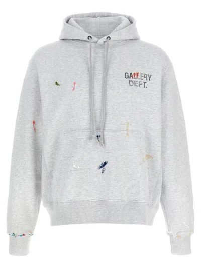 Gallery Dept. Logo-print Paint-splattered Cotton-jersey Hoodie In White