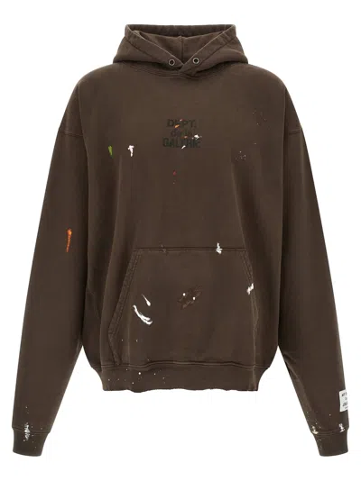Gallery Dept. Hand-painted Logo Cotton Hoodie In Brown