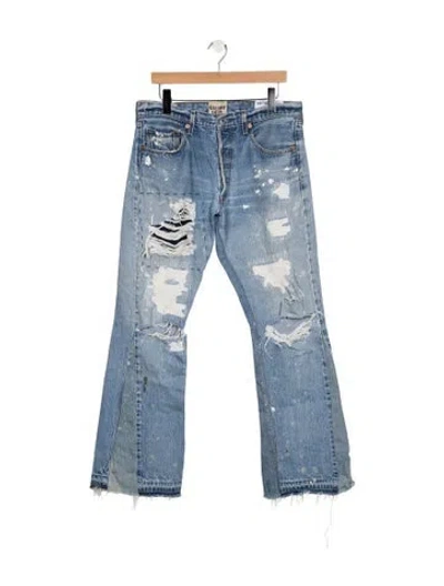 Pre-owned Gallery Dept. Indiana Flare Straight-leg Jeans In Blue
