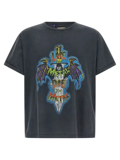 Gallery Dept. Mens Vintage Black Live For Metal Crewneck Cotton-jersey T-shirt In Blue