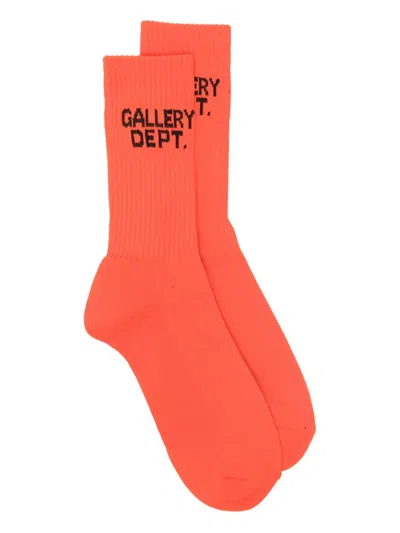 Gallery Dept. Logo-embroidered Socks In Orange