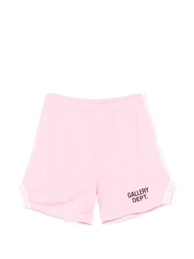 Gallery Dept. Logo-print Striped Shorts In Pink