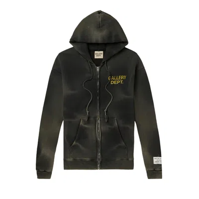 Pre-owned Gallery Dept. Logo Print Tie-dyed Cotton Jersey Zip-up Hoodie 'black' | Men's Size L