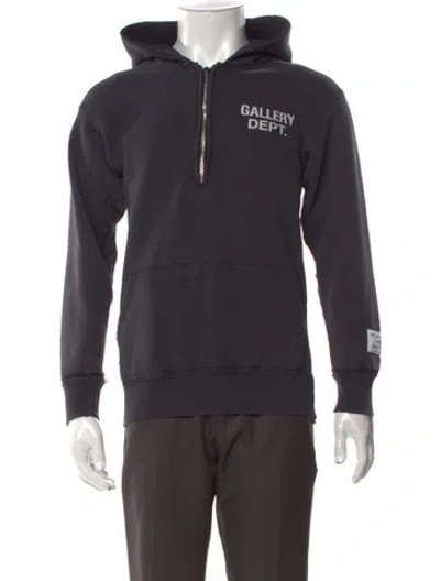 Pre-owned Gallery Dept. Logo Quarter Zip Graphic Print Hoodie In Black