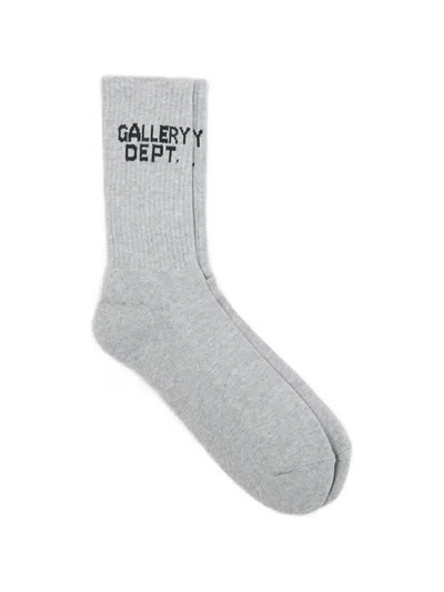 Gallery Dept. Ribbed Socks With Logo-inaly In Gray