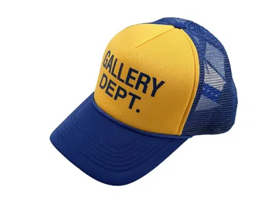 Pre-owned Gallery Dept. Logo Trucker Hat In Blue Yellow