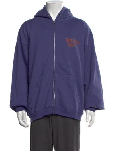 Pre-owned Gallery Dept. Logo Zip Up Graphic Print Hoodie In Blue