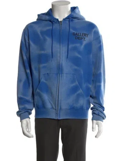 Pre-owned Gallery Dept. Logo Zip Up Tie-dye Print Hoodie In Blue