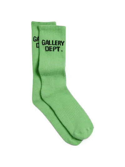 Gallery Dept. Logo-intarsia Ribbed-knit Socks In Green