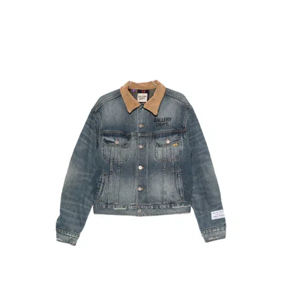Gallery Dept. Logo-print Contrast-collar Jacket In Blue
