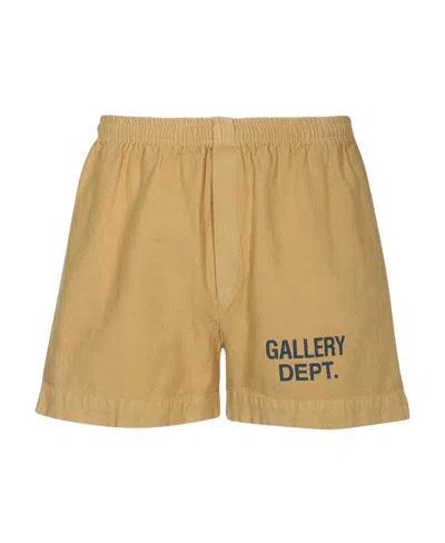 Gallery Dept. Logo-print Deck Shorts In Brown