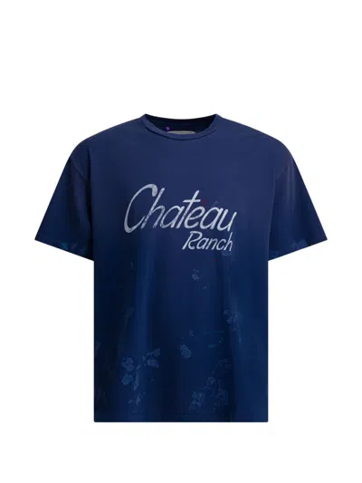 Gallery Dept. Logo-print Paint-splatter T-shirt In Blue