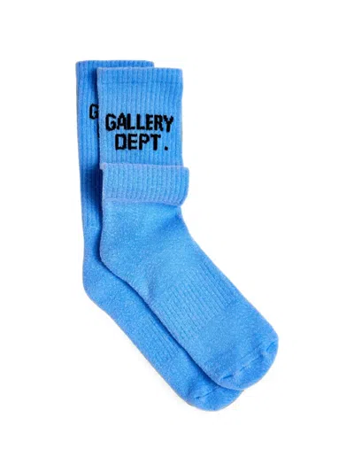 Gallery Dept. Logo-print Ribbed Socks In Blue