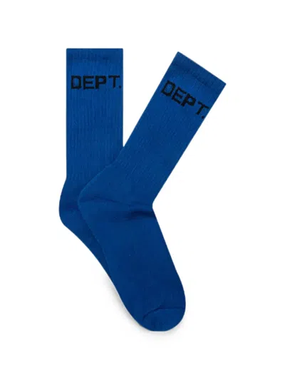 Gallery Dept. Logo-print Ribbed Socks In Blue