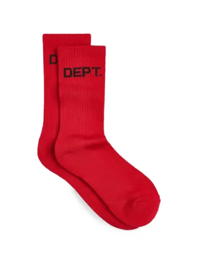 Gallery Dept. Logo-print Ribbed Socks In Red