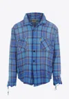 Gallery Dept. Mens Blue Multi Marley Flannel Checked Cotton Shirt In Blue