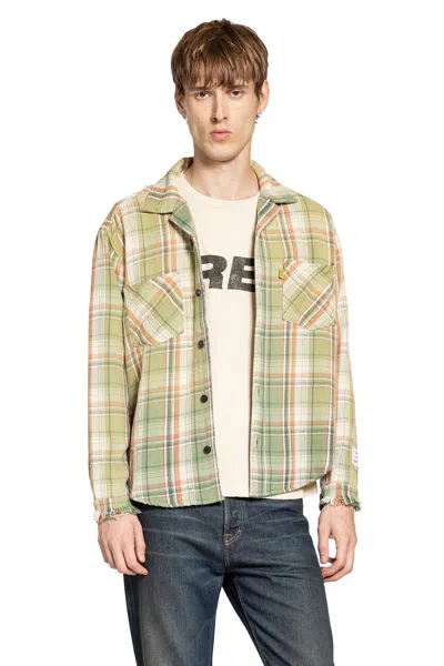 Gallery Dept. Mens Light Green Marley Plaid-print Cotton Flannel Shirt In Multi