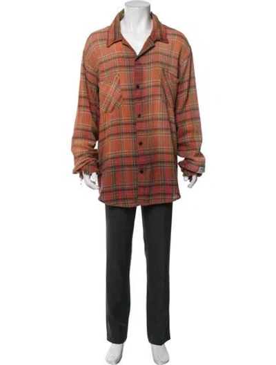 Pre-owned Gallery Dept. Marley Flannel Shirt Plaid Print Shirt In Orange