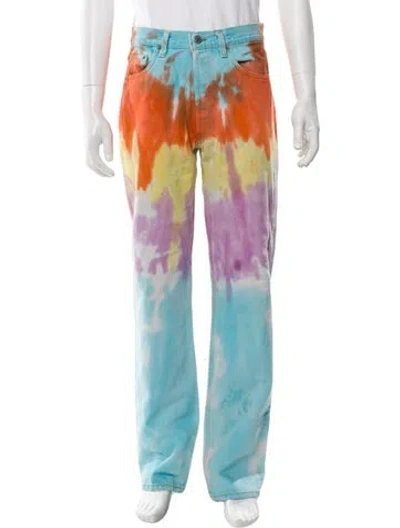 Pre-owned Gallery Dept. Marley Tie-dye Straight-leg Jeans In Blue