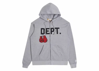 Pre-owned Gallery Dept. Men's  Boxing Merch Zip Hoodie In Heather Grey In Gray