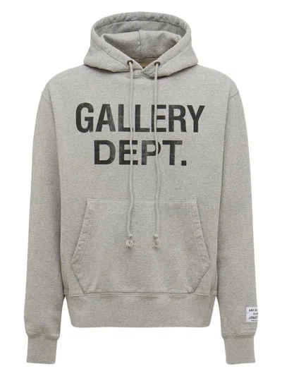 Pre-owned Gallery Dept. Men's  Center Logo Hoodie In Heather Grey/black