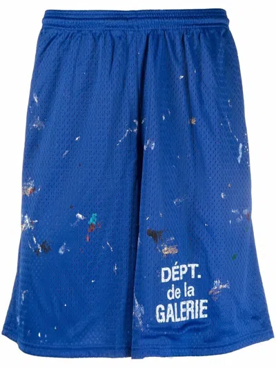 Pre-owned Gallery Dept. Men's  French Studio Gym Paint Shorts In Blue/white
