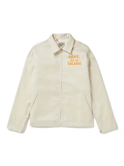 Pre-owned Gallery Dept. Men's  Montecito Logoprint Cottontwill Jacket In Ecru