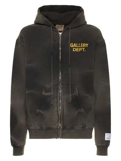 Pre-owned Gallery Dept. Men's  Vintage Tiedye Full Zip Hoodie In Black/yellow In Multi