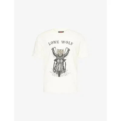 Gallery Dept. Mens Archival White Lone Wolf Graphic-print Cotton T-shirt