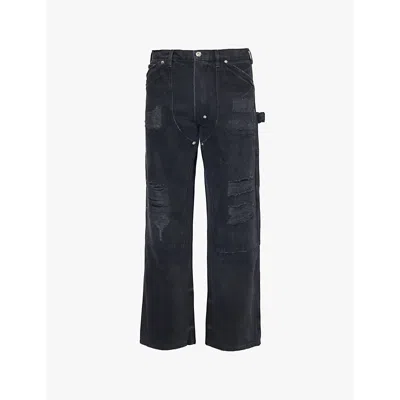 Gallery Dept. Mens Black Branko Carpenter Distressed Straight-leg Relaxed-fit Denim Trousers