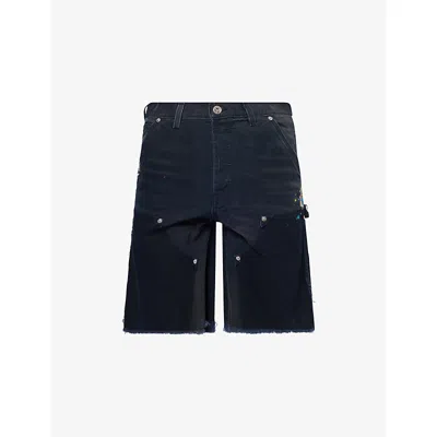 Gallery Dept. Mens Black Carpenter Cut-off Distressed Denim Shorts