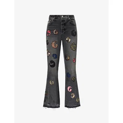 Gallery Dept. Mens Black G Time Flared Denim Jeans In Multi