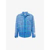 Gallery Dept. Mens Blue Multi Marley Flannel Checked Cotton Shirt In Blue