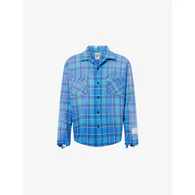 Gallery Dept. Mens Blue Multi Marley Flannel Checked Cotton Shirt