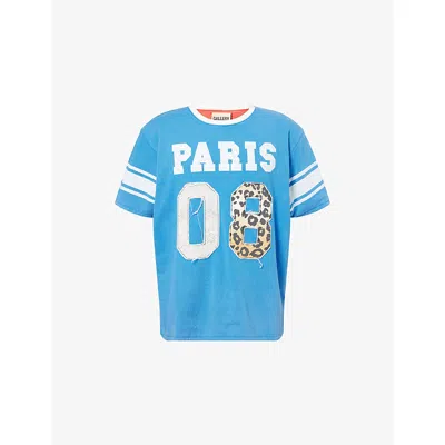 Gallery Dept. Mens Blue/red Layered Patch Cotton-jersey T-shirt