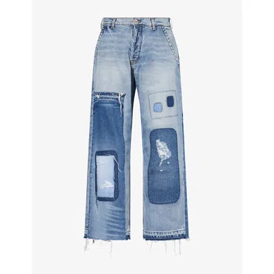 Gallery Dept. Mens Distressed Relaxed-fit Denim Jeans Indigo In Blue