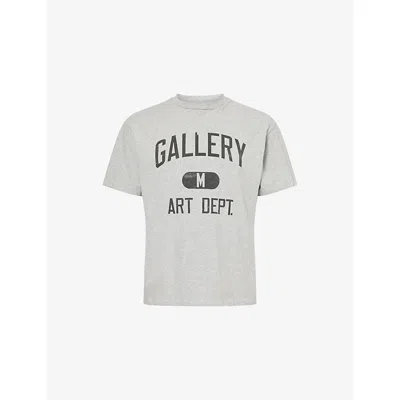 Gallery Dept. Mens Heather Grey Art Department Crewneck Cotton-blend T-shirt In Gray
