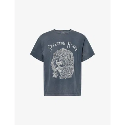 Gallery Dept. Mens Gallery Dept Skeleton Beach Grit Graphic-print Cotton T-shirt In Blue